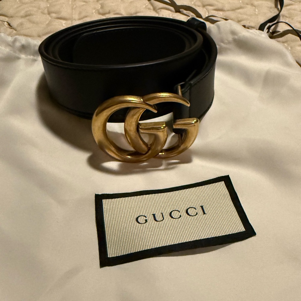 Gucci Marmont Black Leather Belt